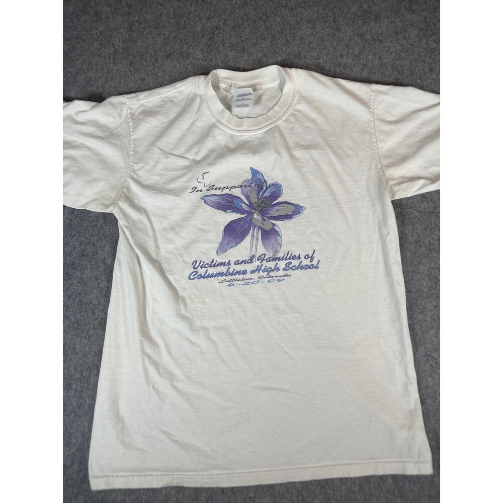 VINTAGE 1999 Columbine High School T Shirt Men Medium White Memorial History Tee